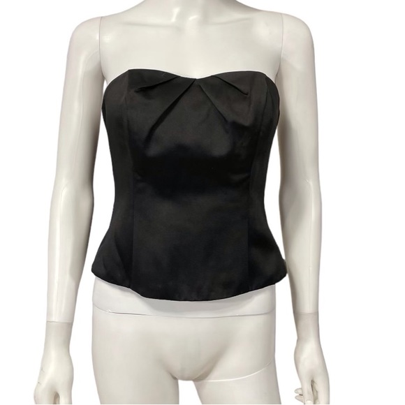 Black Satin Strapless Corset Top Black Satin Chic Date Night - Picture 1 of 6